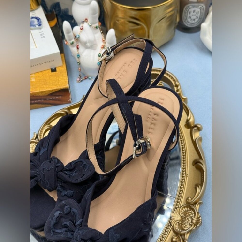 🆕 TED BAKER 🧿 NWOT MADDY Blue Floral Embroidered Bow Platform Sandals, Sz 6 - Picture 11 of 15
